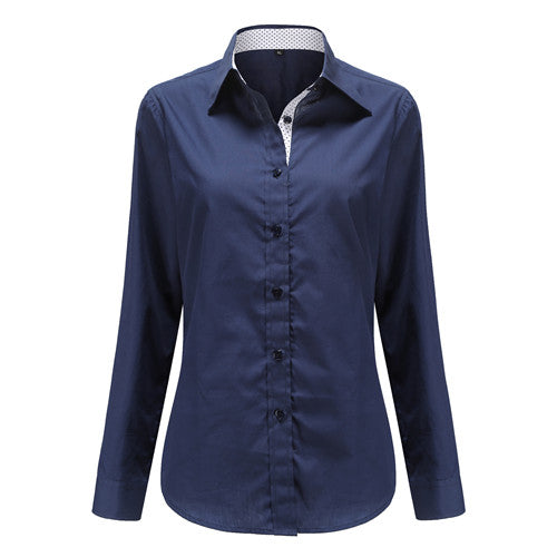 Dioufond Fashion Polka Dot Blouse Long Sleeve Shirt Women Blouses Cotton Women Shirts Red Blue Dot Top Blusas Women Tops