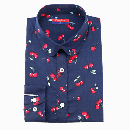Dioufond Women Summer Blouses Vintage Floral Blouse Long Sleeve Shirt Women Camisas Femininas Female Tops Fashion Cotton Shirt