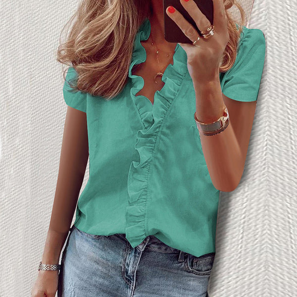 Daisy Summer Blouse Women 2020 Shirts Short Sleeve Blouse Shirt Elegant Fashion Ruffle V neck Womens Tops and Blouse Tunic New