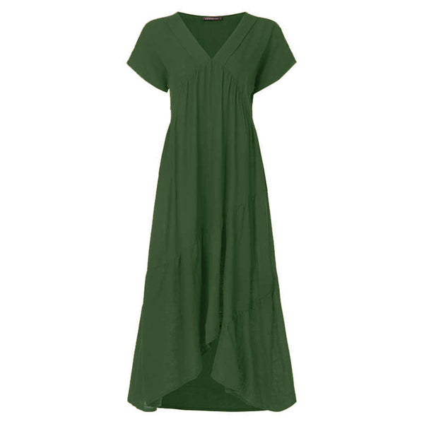 Plus Size Ruffle Dress Women's Asymmetrical Sundress ZANZEA 2020 Fashion Summer Maxi Vestidos Female Short Sleeve Robe Femme 5XL