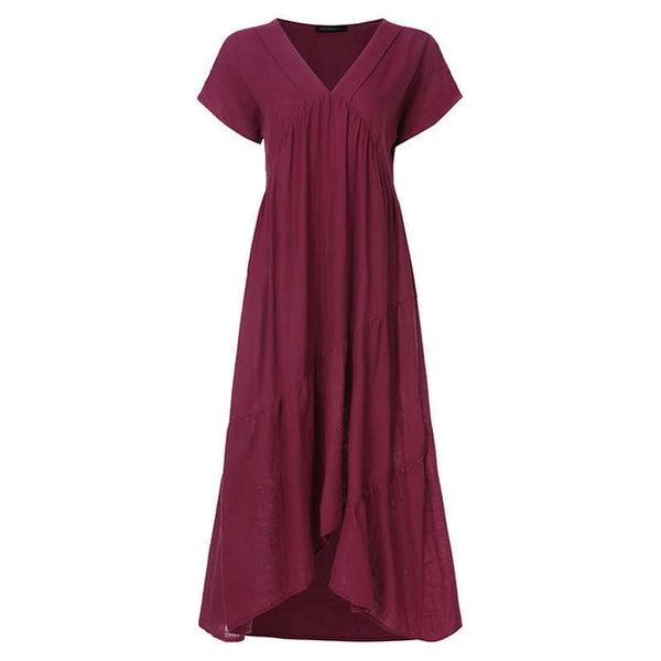 Plus Size Ruffle Dress Women's Asymmetrical Sundress ZANZEA 2020 Fashion Summer Maxi Vestidos Female Short Sleeve Robe Femme 5XL