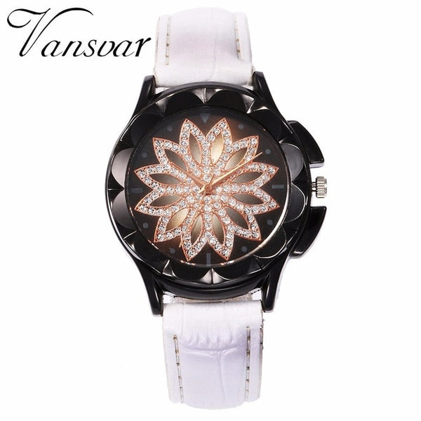 Fashion Women Rose Gold Flower Rhinestone Watch Luxury Casual Female Quartz Watch Relogio Feminino Drop Shipping