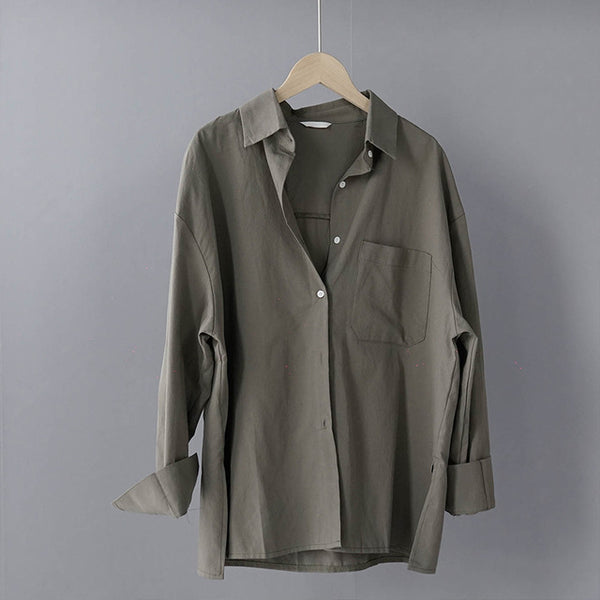 TITAME Shirts Blouses Women Fashion Casual Tops Female Turn-Down Collar White Loose Long Sleeve Blouse Ol Style Shirt Simple Top
