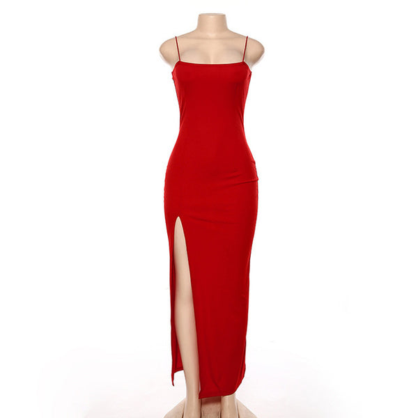 Cryptographic Sexy Women's Maxi Dresses Strap Backless Split Long Dress Fashion Fall 2020 Elegant Ladies Party Club Dresses