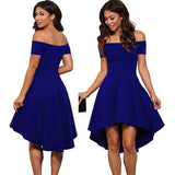 Hirigin Women Elegant Summer Casual Off Shoulder Sexy Ladies Party Evening Asymmetric Ruffle Dress Fashion Hot