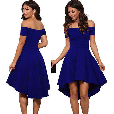 Hirigin Women Elegant Summer Casual Off Shoulder Sexy Ladies Party Evening Asymmetric Ruffle Dress Fashion Hot