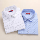 Dioufond  Fashion Polka Dot  Blouse Long Sleeve Shirt Women Blouses Cotton Women Shirts Red Blue Dot Top Blusas Women Tops