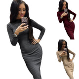 Sexy Long Sleeve Knitting Sweater Dress  LADY fashion Autumn Dress For Female Slim Winter Dress