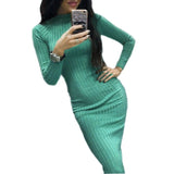 Sexy Long Sleeve Knitting Sweater Dress  LADY fashion Autumn Dress For Female Slim Winter Dress