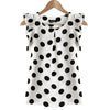 Fashion  Girl Dots Blouse Women Casual Chiffon Shirt Sleeveless Ruffle Sleeve Shirt Summer Tops Black White