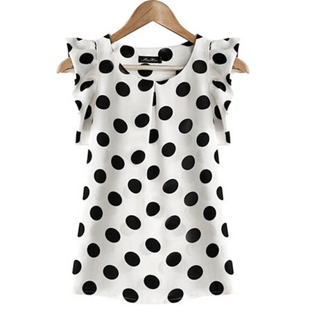 new women fashion dot stitching casual chiffon blouse shirt women long sleeve chic blusas perspective white chemise tops LS3725