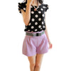 Fashion  Girl Dots Blouse Women Casual Chiffon Shirt Sleeveless Ruffle Sleeve Shirt Summer Tops Black White
