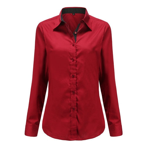 Dioufond  Fashion Polka Dot  Blouse Long Sleeve Shirt Women Blouses Cotton Women Shirts Red Blue Dot Top Blusas Women Tops