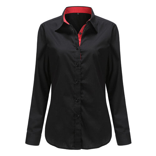 Dioufond  Fashion Polka Dot  Blouse Long Sleeve Shirt Women Blouses Cotton Women Shirts Red Blue Dot Top Blusas Women Tops