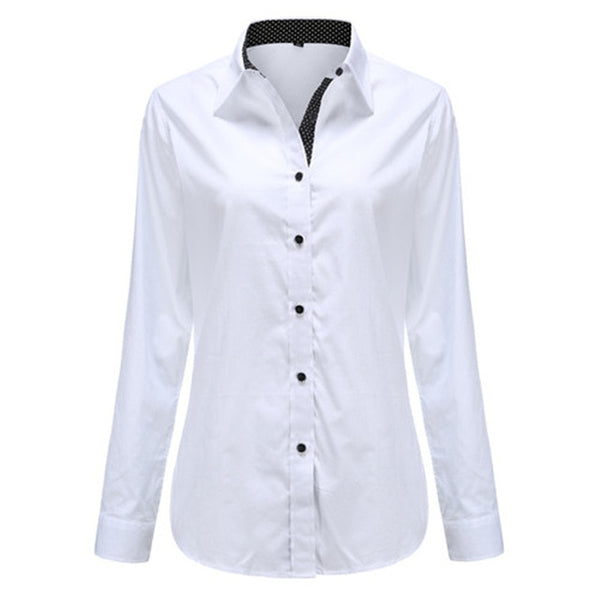 Dioufond  Fashion Polka Dot  Blouse Long Sleeve Shirt Women Blouses Cotton Women Shirts Red Blue Dot Top Blusas Women Tops