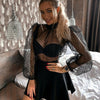New Elegant Fashion Women OL Casual Shirt Blouse Perspective Sheer Mesh Lantern long sleeve Polka dot Button Tops Beach Blusas