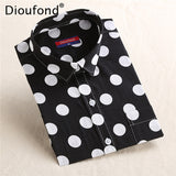 Dioufond  Fashion Polka Dot  Blouse Long Sleeve Shirt Women Blouses Cotton Women Shirts Red Blue Dot Top Blusas Women Tops