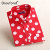 Dioufond  Fashion Polka Dot  Blouse Long Sleeve Shirt Women Blouses Cotton Women Shirts Red Blue Dot Top Blusas Women Tops