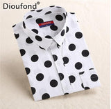Dioufond  Fashion Polka Dot  Blouse Long Sleeve Shirt Women Blouses Cotton Women Shirts Red Blue Dot Top Blusas Women Tops