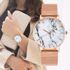 Fashion Rose Gold Mesh Band Creative Marble Female Wrist Watch Luxury Women Quartz Watches Gifts Relogio Feminino Ladies Clock