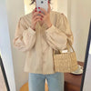 2020 Spring Summer White Blouses Tops Women V-neck Gothic Shirts Korean Fashion Vacation Tops Solid Color