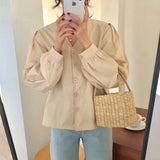 2020 Spring Summer White Blouses Tops Women V-neck Gothic Shirts Korean Fashion Vacation Tops Solid Color