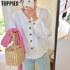 2020 Spring Summer White Blouses Tops Women V-neck Gothic Shirts Korean Fashion Vacation Tops Solid Color