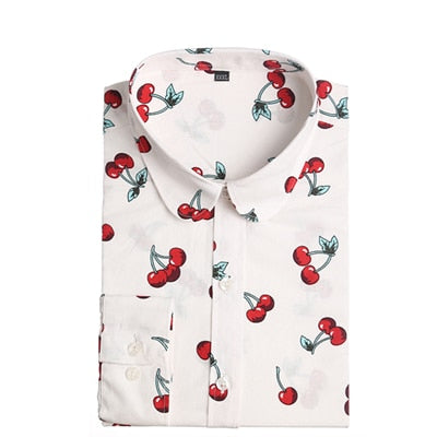 Dioufond Women Summer Blouses Vintage Floral Blouse Long Sleeve Shirt Women Camisas Femininas Female Tops Fashion Cotton Shirt