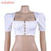 Cryptographic square collar fashion hooks women tops and blouses shirts sexy crop tops cropped shirts puff sleeve short clothes