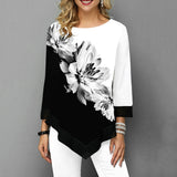 Floral Printed Women Shirt Asymmetric Hem Summer Blouse For Woman Flower Print Tops Blusas Fashion Female Camisa shirts 2019
