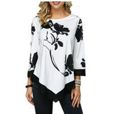 Floral Printed Women Shirt Asymmetric Hem Summer Blouse For Woman Flower Print Tops Blusas Fashion Female Camisa shirts 2019
