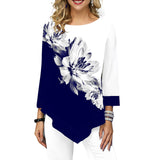 Floral Printed Women Shirt Asymmetric Hem Summer Blouse For Woman Flower Print Tops Blusas Fashion Female Camisa shirts 2019