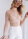 2018 Summer Fashion Women Blouse Sexy Women's Net Long Sleeve See Through Pure Top Semi Transparent Blouse