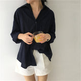 Classic Striped Blouse Women 2020 Spring Shirt OL Long Sleeve White Navy Blouses Casual Loose Shirts Fashion Femme Tops Blusas