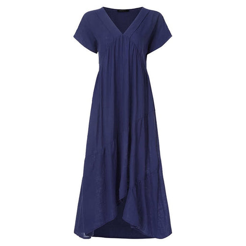 Plus Size Ruffle Dress Women's Asymmetrical Sundress ZANZEA 2020 Fashion Summer Maxi Vestidos Female Short Sleeve Robe Femme 5XL
