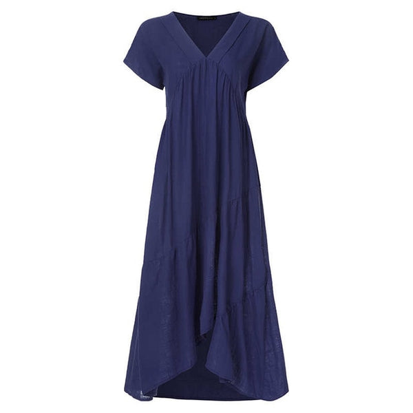 Plus Size Ruffle Dress Women's Asymmetrical Sundress ZANZEA 2020 Fashion Summer Maxi Vestidos Female Short Sleeve Robe Femme 5XL