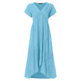 Plus Size Ruffle Dress Women's Asymmetrical Sundress ZANZEA 2020 Fashion Summer Maxi Vestidos Female Short Sleeve Robe Femme 5XL