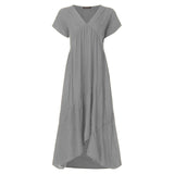Plus Size Ruffle Dress Women's Asymmetrical Sundress ZANZEA 2020 Fashion Summer Maxi Vestidos Female Short Sleeve Robe Femme 5XL