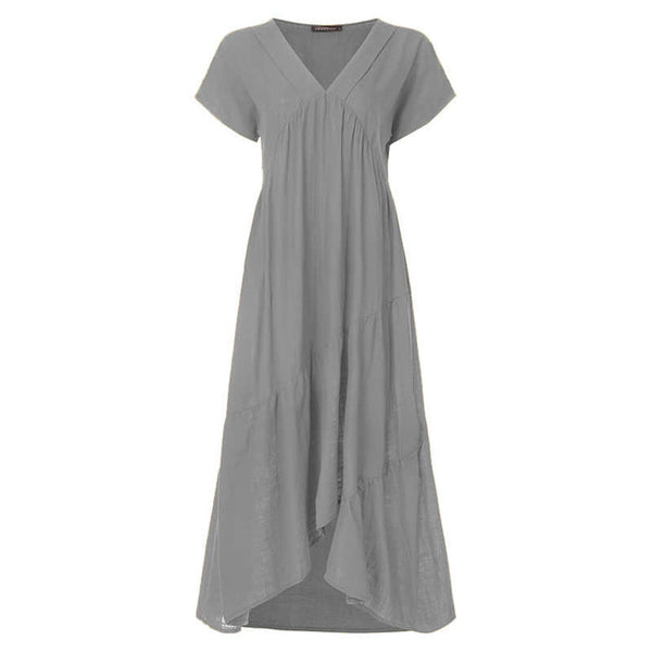 Plus Size Ruffle Dress Women's Asymmetrical Sundress ZANZEA 2020 Fashion Summer Maxi Vestidos Female Short Sleeve Robe Femme 5XL