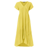 Plus Size Ruffle Dress Women's Asymmetrical Sundress ZANZEA 2020 Fashion Summer Maxi Vestidos Female Short Sleeve Robe Femme 5XL