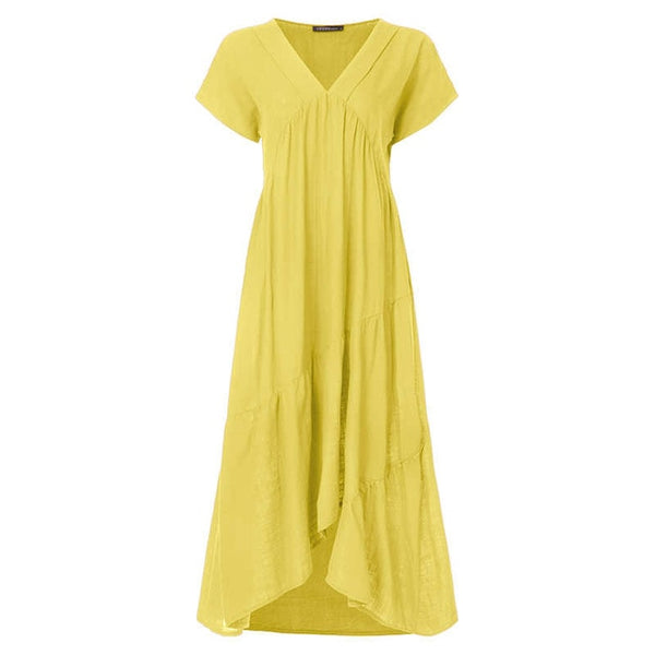 Plus Size Ruffle Dress Women's Asymmetrical Sundress ZANZEA 2020 Fashion Summer Maxi Vestidos Female Short Sleeve Robe Femme 5XL