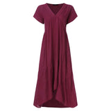Plus Size Ruffle Dress Women's Asymmetrical Sundress ZANZEA 2020 Fashion Summer Maxi Vestidos Female Short Sleeve Robe Femme 5XL