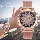 Fashion Women Rose Gold Flower Rhinestone Watch Luxury Casual Female Quartz Watch Relogio Feminino Drop Shipping
