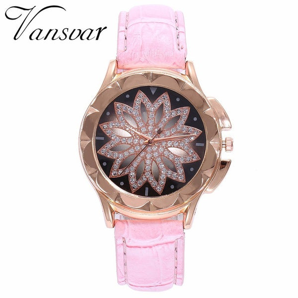 Fashion Women Rose Gold Flower Rhinestone Watch Luxury Casual Female Quartz Watch Relogio Feminino Drop Shipping