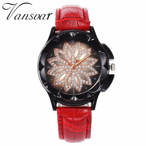 Fashion Women Rose Gold Flower Rhinestone Watch Luxury Casual Female Quartz Watch Relogio Feminino Drop Shipping