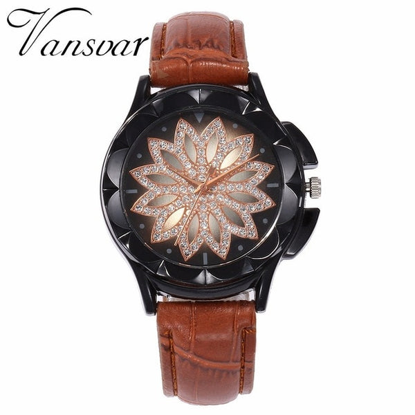 Fashion Women Rose Gold Flower Rhinestone Watch Luxury Casual Female Quartz Watch Relogio Feminino Drop Shipping