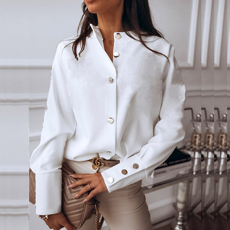 new women fashion dot stitching casual chiffon blouse shirt women long sleeve chic blusas perspective white chemise tops LS3725