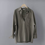 TITAME Shirts Blouses Women Fashion Casual Tops Female Turn-Down Collar White Loose Long Sleeve Blouse Ol Style Shirt Simple Top