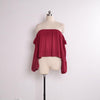 Off Shoulder Chiffon Blouse Women Fashion Boho Clothing Crop Top White Pink Lantern Sleeve Beach Cover Up Bardot Tops Summer