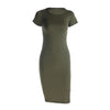 Cotton Long Spring Party Dress Fashion Solid O-Neck Short Sleeve Office Lady Summer Dress Plus Size Slim Casual Pencil Vestidos